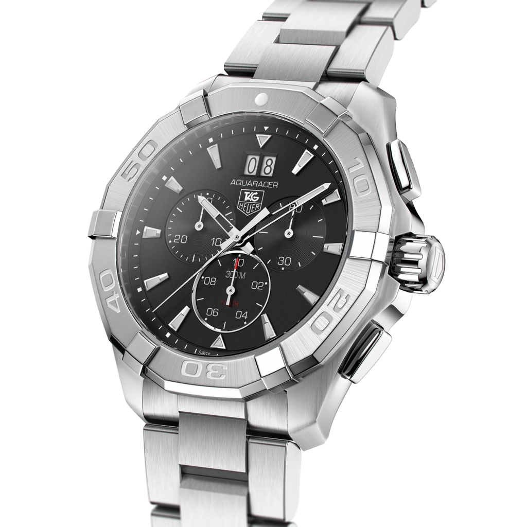 Tag Heuer Aquaracer Chronograph Black Dial Silver Steel Strap Watch for Men - CAY1110.BA0927