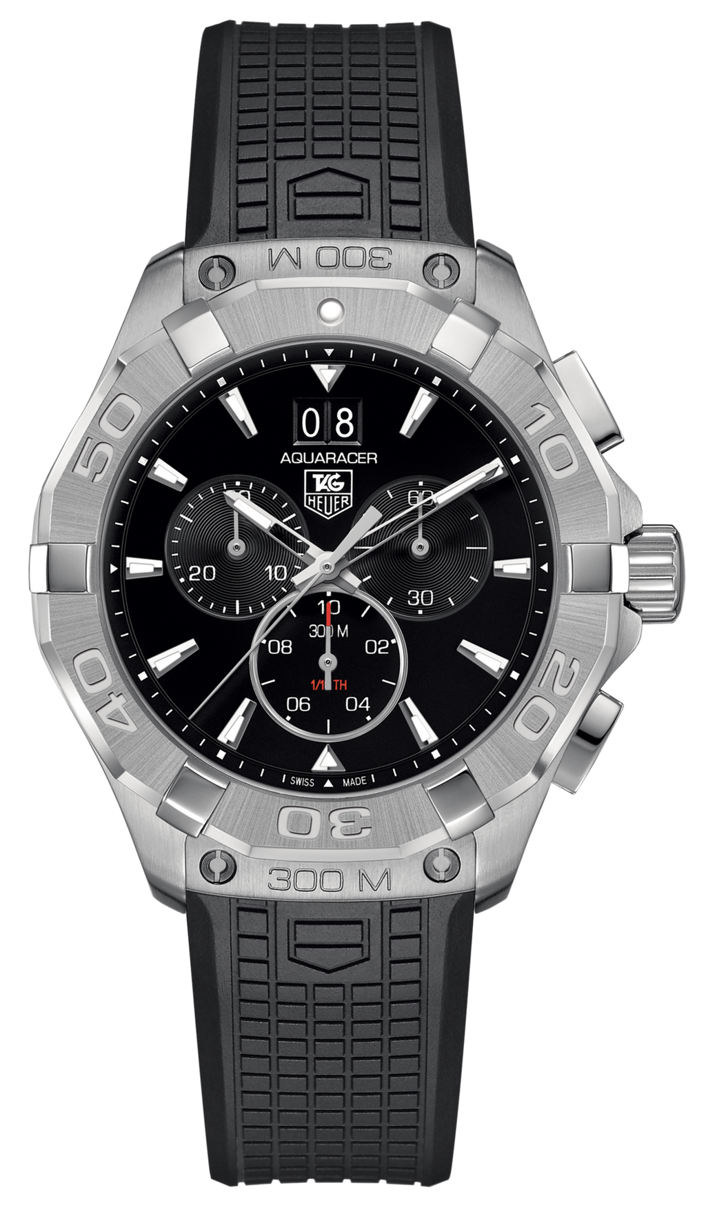 Tag Heuer Aquaracer Chronograph Black Dial Black Rubber Strap Watch for Men - CAY1110.FT6041