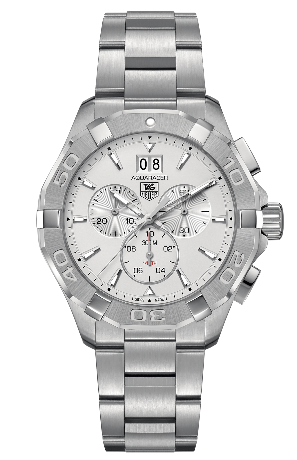 Tag Heuer Aquaracer White Dial Silver Steel Strap Watch for Men - CAY1111.BA0927