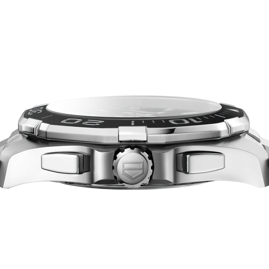 Tag Heuer Aquaracer Quartz Chronograph Black Dial Silver Steel Strap Watch for Men - CAY111A.BA0927