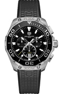 Tag Heuer Carrera Aquaracer Quartz Chronograph Black Dial Black Rubber Strap Watch for Men - CAY111A.FT6041