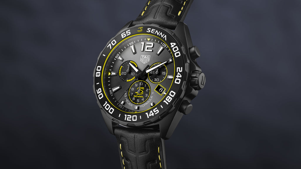 Tag Heuer Formula 1 Chronograph Senna Black Dial Black Leather Strap Watch for Men - CAZ101AJ.FC6487