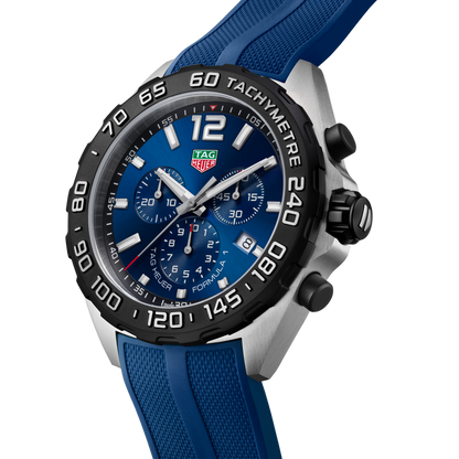 Tag Heuer Formula 1 Chronograph Blue Dial Blue Rubber Strap Watch for Men - CAZ101AV.FT8077