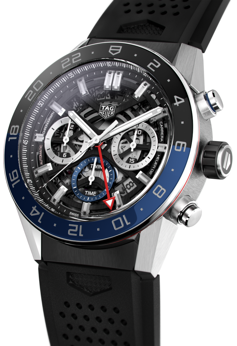 Tag Heuer Carrera Automatic Chronograph Steel & Ceramic Black Dial Black Rubber Strap Watch for Men - CBG2A1Z.FT6157