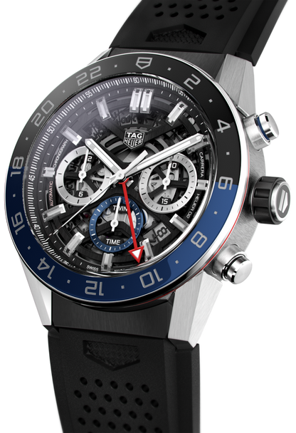 Tag Heuer Carrera Automatic Chronograph Steel & Ceramic Black Dial Black Rubber Strap Watch for Men - CBG2A1Z.FT6157