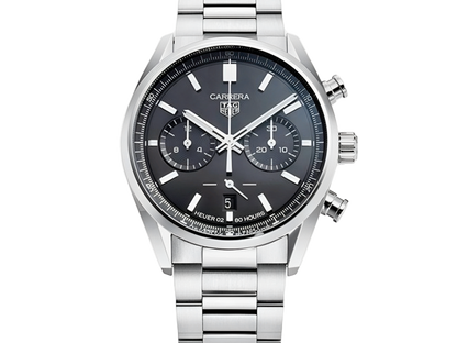 Tag Heuer Carrera Chronograph Black Dial Silver Steel Strap Watch for Men - CBN2010.BA0642