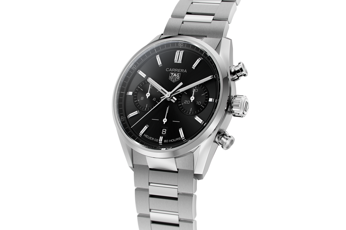 Tag Heuer Carrera Chronograph Black Dial Silver Steel Strap Watch for Men - CBN2010.BA0642