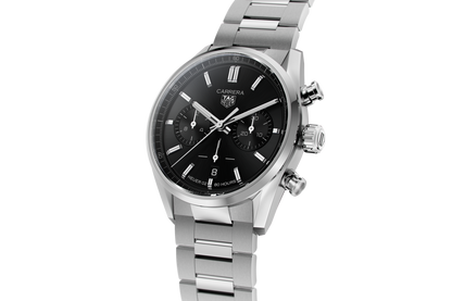 Tag Heuer Carrera Chronograph Black Dial Silver Steel Strap Watch for Men - CBN2010.BA0642