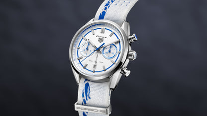 Tag Heuer Carrera Porsche RS 2.7 Automatic Chronograph White Dial White Nylon Strap Watch for Men - CBN2016.EB0275