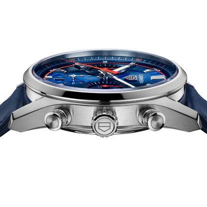 Tag Heuer Carrera Chronograph Blue Dial Blue Leather Strap Watch for Men - CBN201D.FC6543