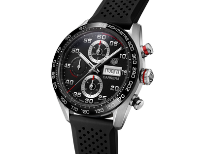 Tag Heuer Carrera Chronograph Black Dial Black Rubber Strap Watch for Men - CBN2A1AA.FT6228