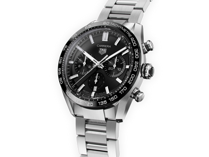 Tag Heuer Carrera Automatic Chronograph Black Dial Silver Steel Strap Watch for Men - CBN2A1B.BA0643