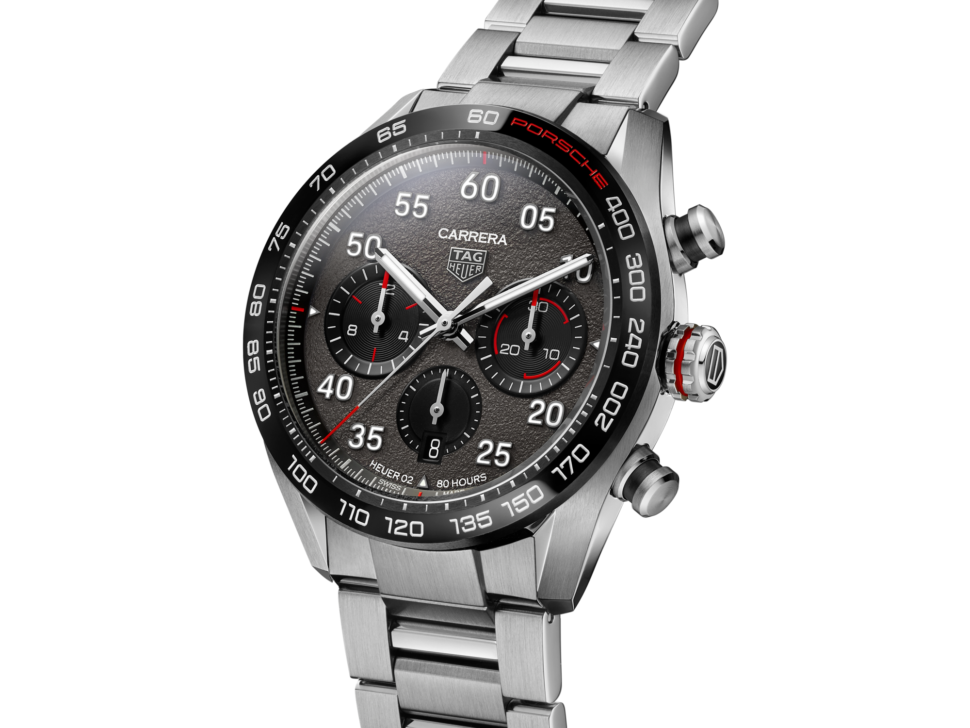 Tag Heuer Carrera Porsche Chronograph Grey Dial Silver Steel Strap Watch for Men - CBN2A1F.BA0643