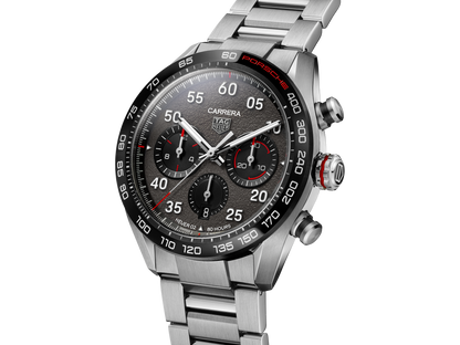 Tag Heuer Carrera Porsche Chronograph Grey Dial Silver Steel Strap Watch for Men - CBN2A1F.BA0643