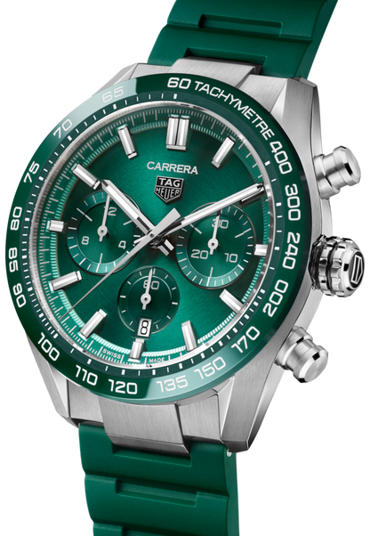Tag Heuer Carrera Chronograph 44mm Green Dial Green Steel Strap Watch for Men - CBN2A1N.FT6238