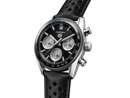 Tag Heuer Carrera Automatic Chronograph Black Dial Black Leather Strap Watch for Men - CBS2210.FC6534