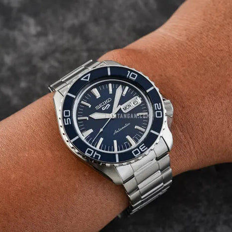 Seiko 5 Sports Automatic Blue Dial Silver Steel Strap Watch for Men - SRPK97K1