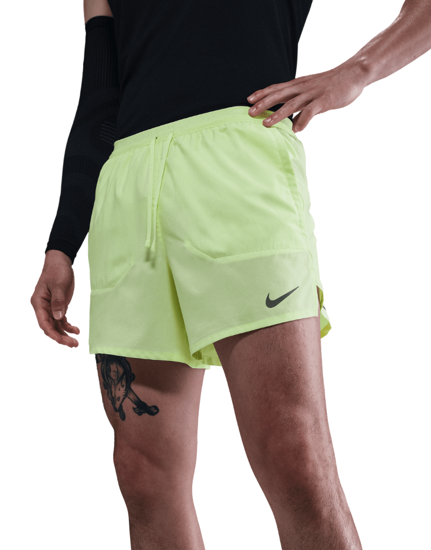 Men's Dri-FIT Stride 5" Brief-Lined Running Shorts :Barely Volt | Reflective Silver