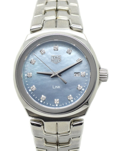 Tag Heuer Link Quartz Diamonds Blue Mother of Pearl Dial Silver Steel Strap Watch for Women - WBC1313.BA0600