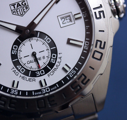 Tag Heuer Formula 1  Calibre 6 Automatic White Dial Silver Steel Strap Watch for Men - WAZ2013.BA0842
