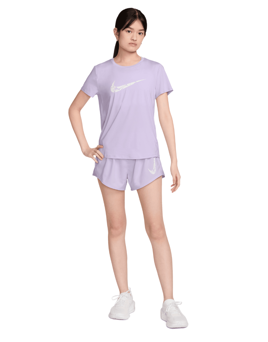 Women's One Swoosh Dri-FIT Short-Sleeve Running Top :Lilac Bloom | White