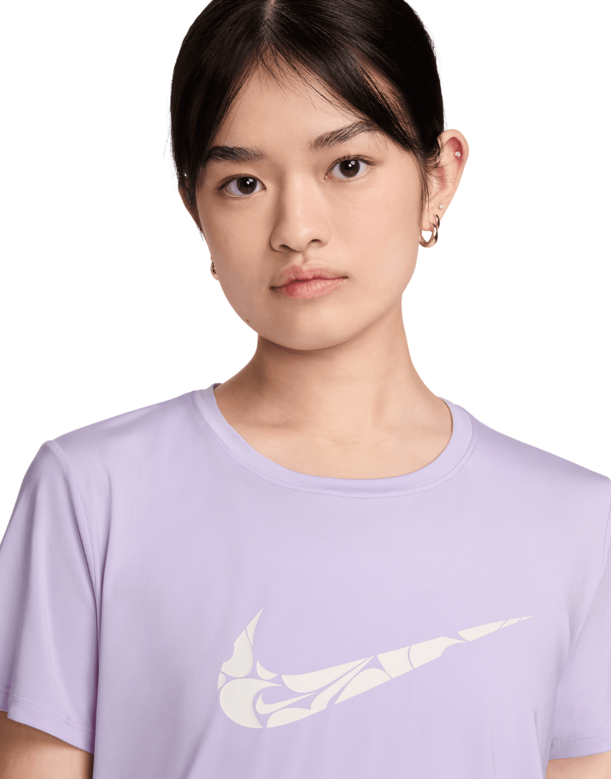 Women's One Swoosh Dri-FIT Short-Sleeve Running Top :Lilac Bloom | White