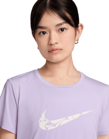 Women's One Swoosh Dri-FIT Short-Sleeve Running Top :Lilac Bloom | White