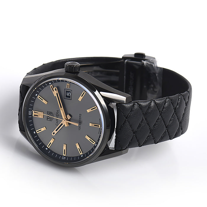 Tag Heuer Carrera Special Edition Black Dial Black Leather Strap Watch for Women - WAR1113.FC6392