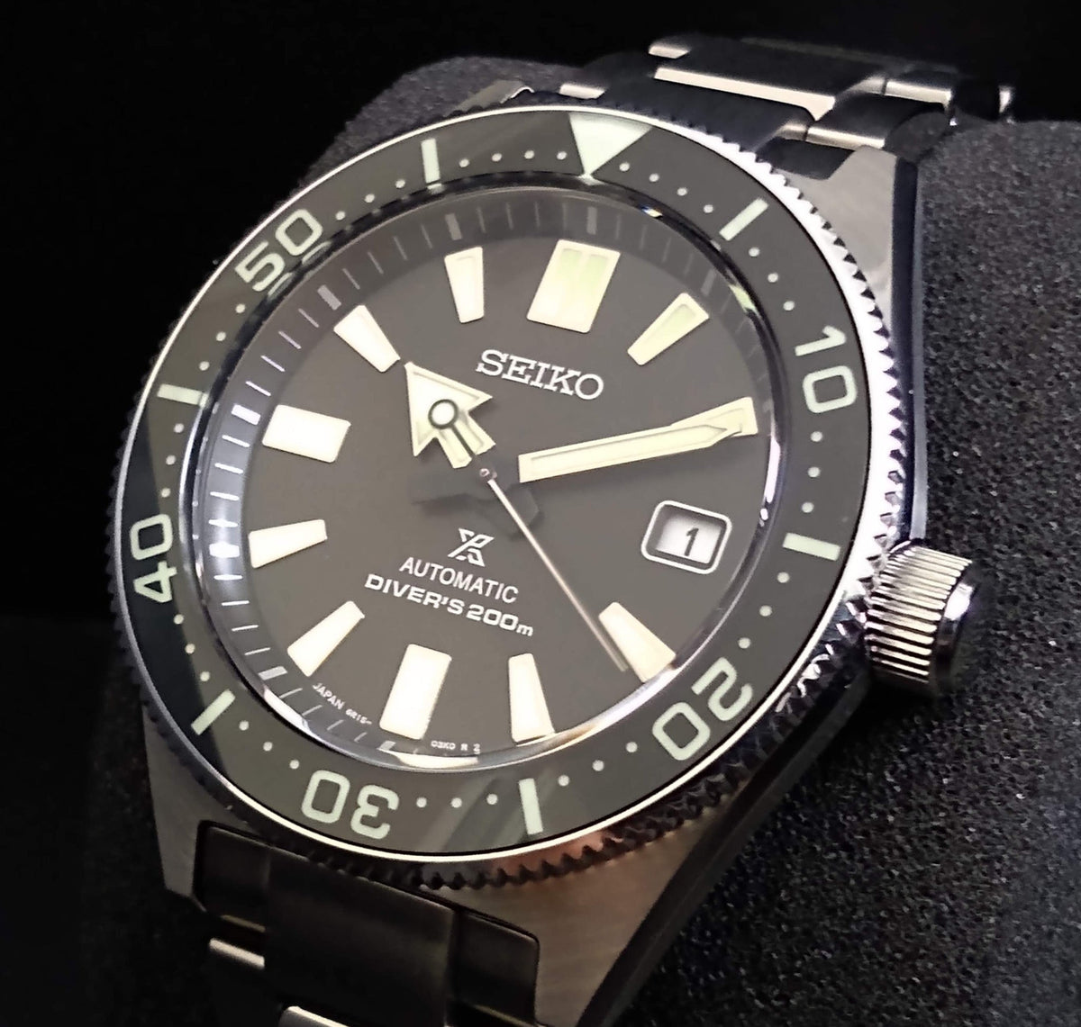 Seiko Prospex Automatic Diver Black Dial Silver Steel Strap Watch For Men - SPB051J1