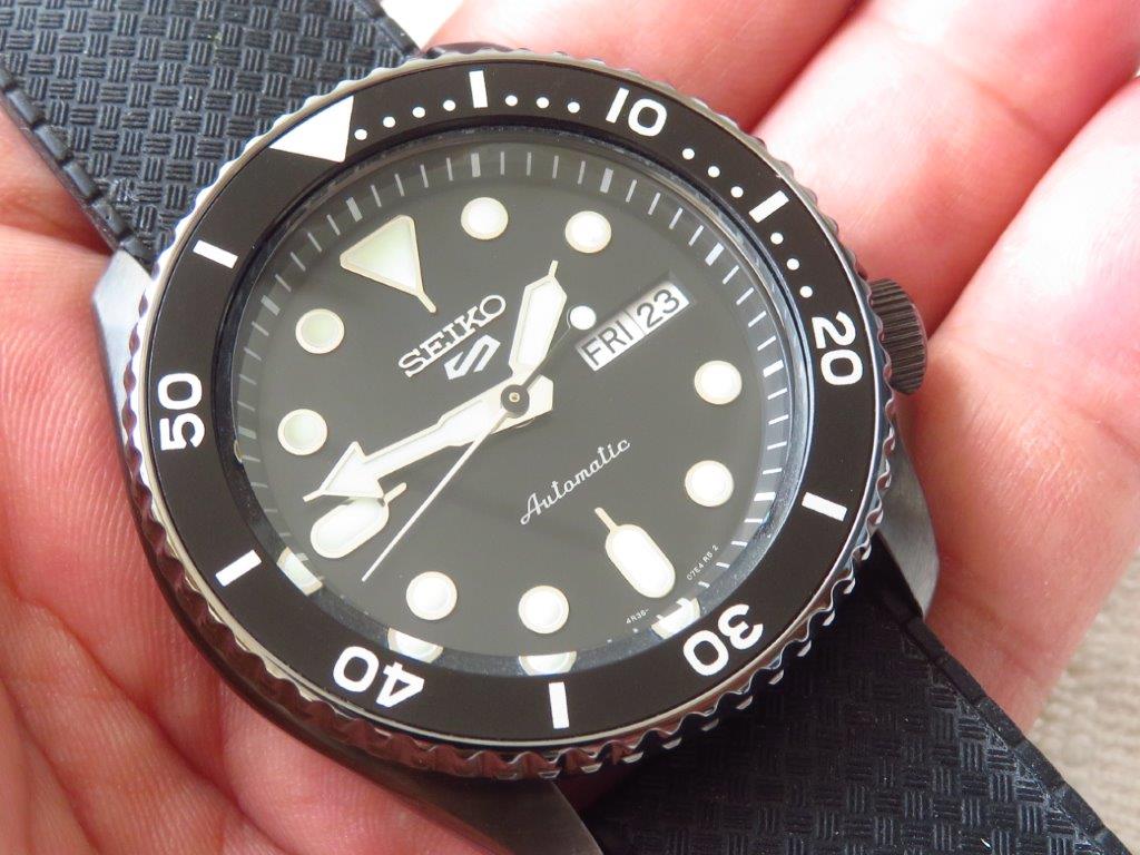 Seiko 5 Sport Automatic Black Dial Green Nylon Strap Watch For Men - SRPD65K4