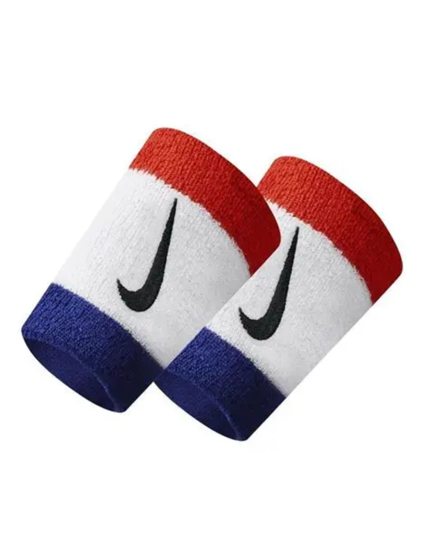 Swoosh Doublewide Wristbands 2Pk : Blue/White/Red