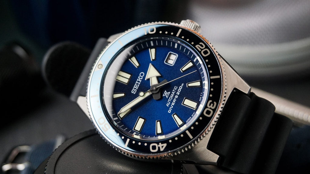 Seiko Prospex Analogue Automatic Diver Blue Dial Black Rubber Strap Watch For Men - SPB053J1
