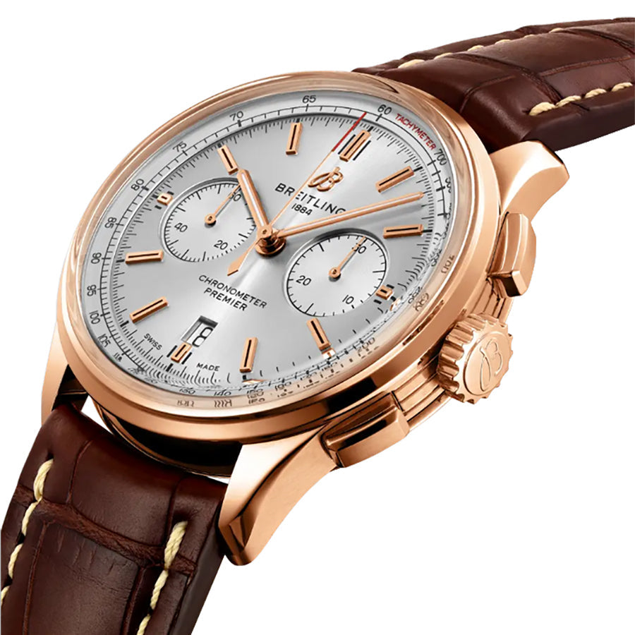Breitling Premier B01 Chronograph 42 18k Rose Gold Men's Watch RB0118371G1P2