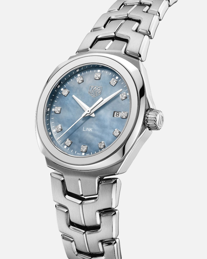 Tag Heuer Link Quartz Diamonds Blue Mother of Pearl Dial Silver Steel Strap Watch for Women - WBC1313.BA0600