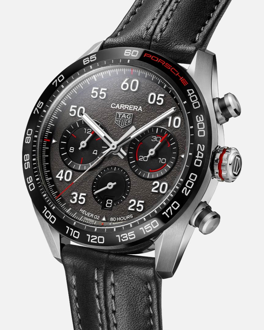 Tag Heuer Carrera Porsche Chronograph Special Edition Black Dial Black Leather Strap Watch for Men - CBN2A1F.FC6492