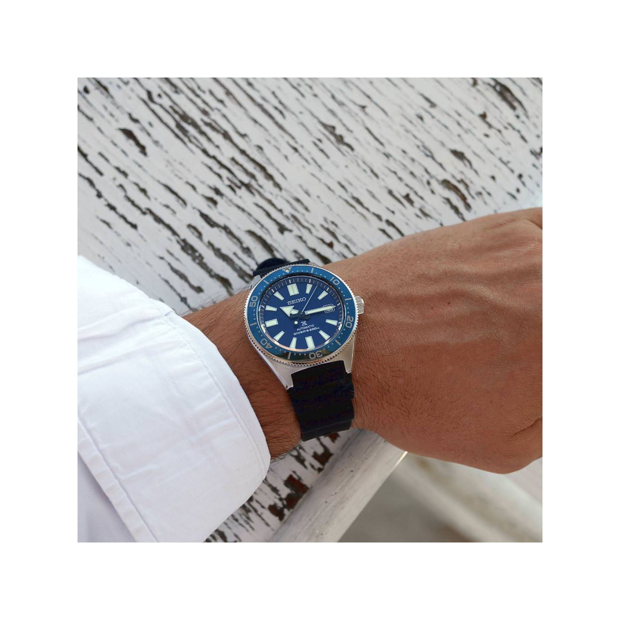 Seiko Prospex Analogue Automatic Diver Blue Dial Black Rubber Strap Watch For Men - SPB053J1