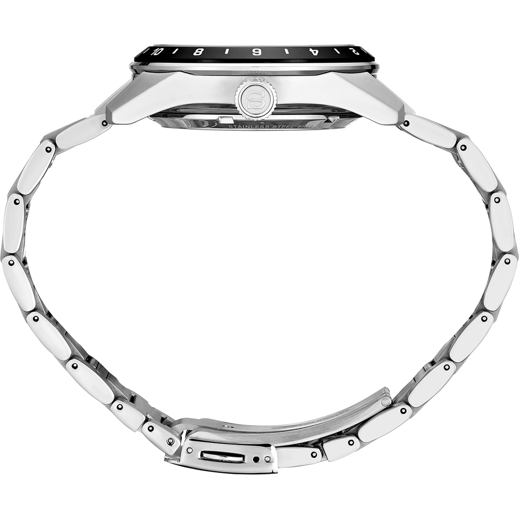 Seiko Presage Sharp Edged Series GMT Green Dial Silver Steel Strap Watch For Men - SPB219J1