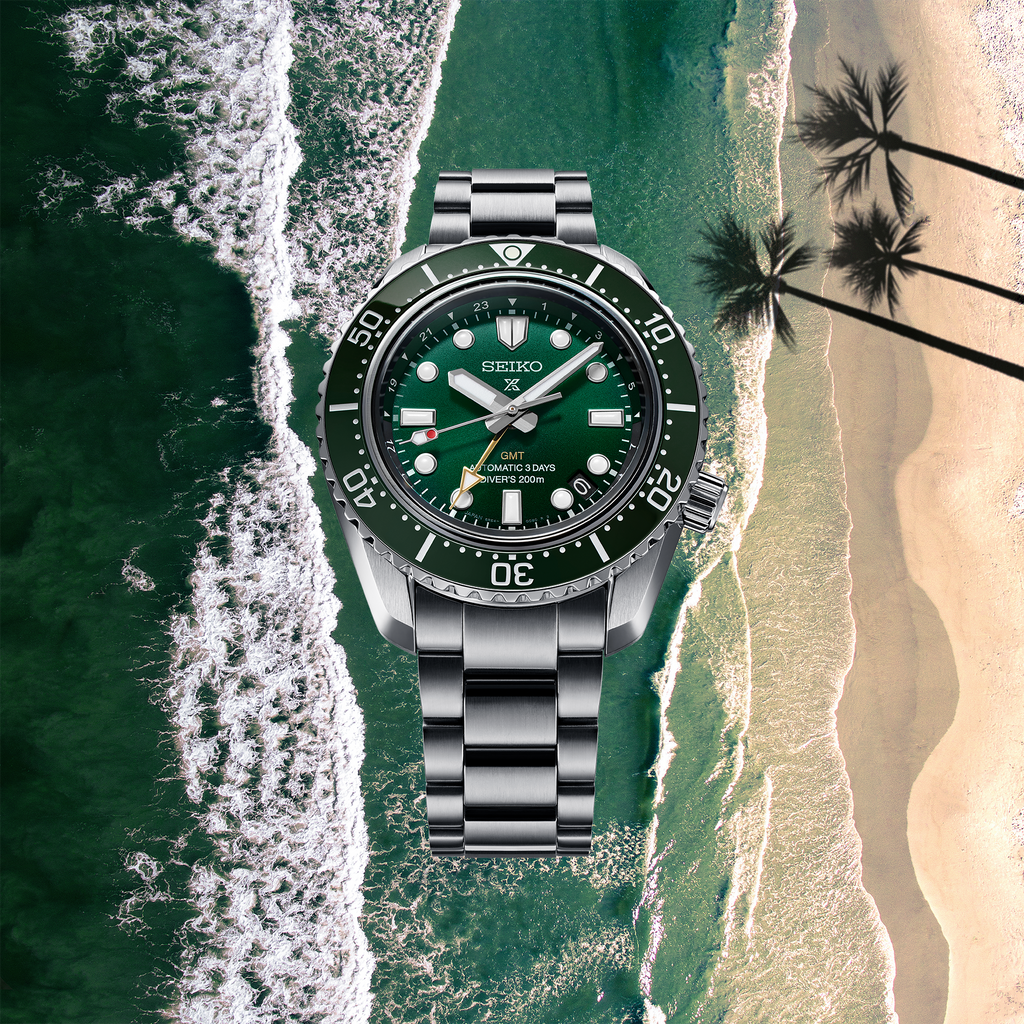 Seiko Prospex GMT Divers Automatic Marine Green Dial Silver Steel Strap Watch For Men - SPB381J1