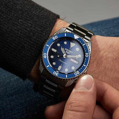 Seiko 5 Sports Automatic Analog Blue Dial Silver Steel Strap Watch For Men - SRPD51K1