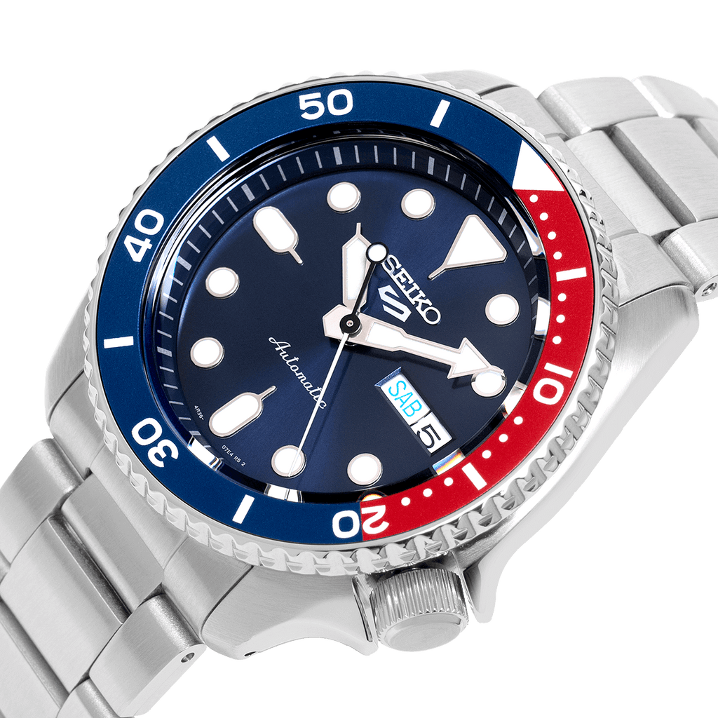 Seiko 5 Sports Automatic Blue Dial Silver Steel Strap Watch For Men - SRPD53K1