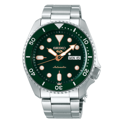 Seiko 5 Sports Automatic Analog Green Dial Silver Steel Strap Watch For Men - SRPD63K1