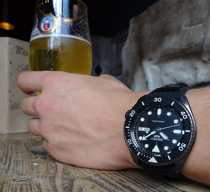 Seiko 5 Sport Automatic Black Dial Black Silicone Strap Watch For Men - SRPD65K3