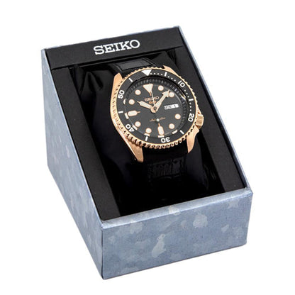 Seiko 5 Sport SKX Automatic Black Dial Black Silicone Strap Watch For Men - SRPD76K1