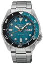 Seiko 5 Sports SKX Skeleton Green Dial Silver Steel Strap Watch For Men - SRPJ45K1