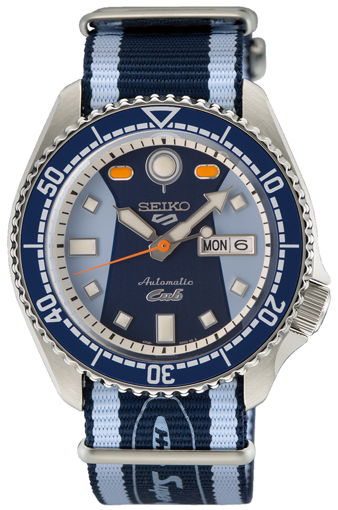Seiko 5 Sports Honda Super Cub Limited Edition Blue Dial Two Tone NATO Strap Watch For Men - SRPK37K1