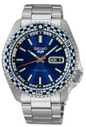 Seiko 5 Sports Petrol Blue Checker Flag Special Edition Blue Dial Silver Steel Strap Watch For Men - SRPK65K1