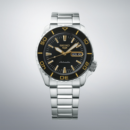 Seiko 5 Sport Automatic SKX Series Black Dial Silver Steel Strap Watch for Men - SRPK99K1