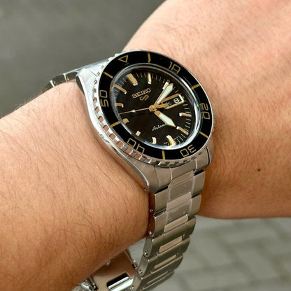 Seiko 5 Sport Automatic SKX Series Black Dial Silver Steel Strap Watch for Men - SRPK99K1
