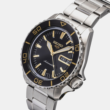 Seiko 5 Sport Automatic SKX Series Black Dial Silver Steel Strap Watch for Men - SRPK99K1