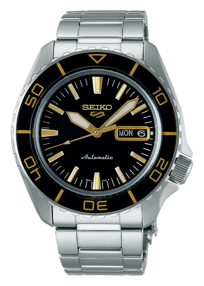 Seiko 5 Sport Automatic SKX Series Black Dial Silver Steel Strap Watch for Men - SRPK99K1